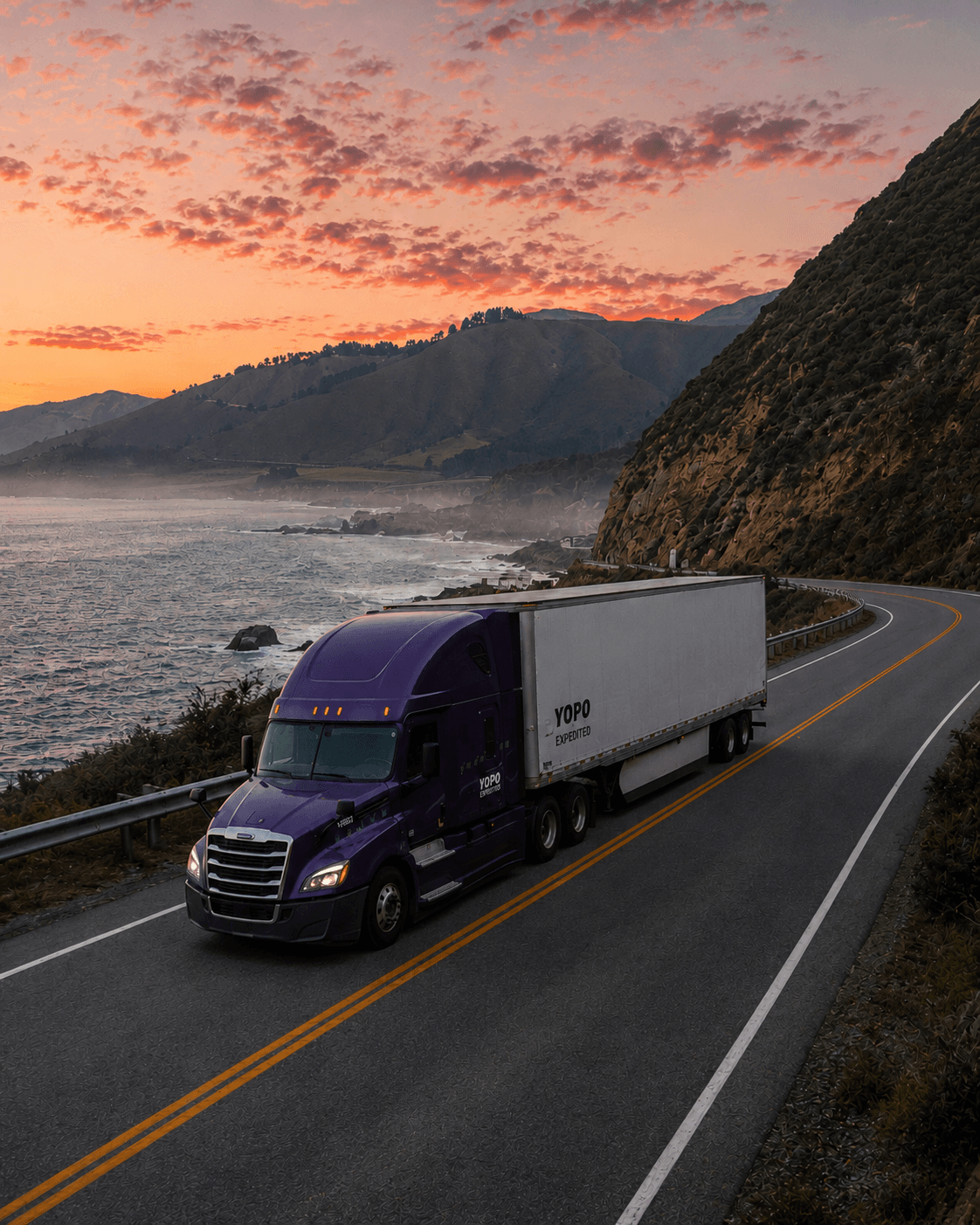 Yopo Expedite driver's truck on the road
